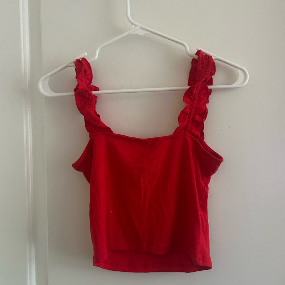 Red Ruffled Women's Top - Picture 3 of 3
